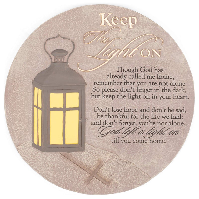 Dicksons Keep The Light On Lantern 10 x 10 Inch Resin Stone Indoor Outdoor Garden Stepping Stone - Image 1